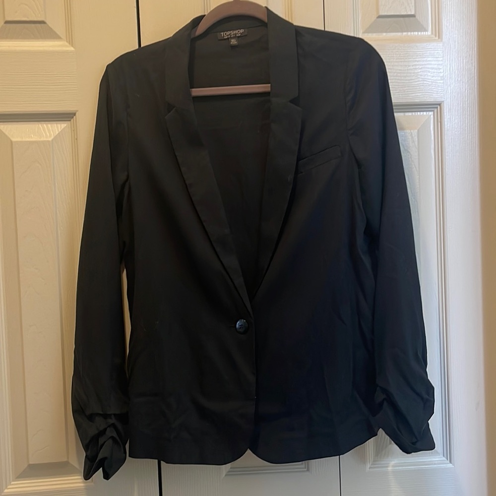 Black Topshop Linen Blazer